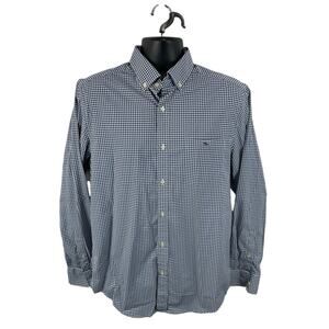 Vineyard Vines Performance Classic Fit Tucker Shirt Sz Medium Gingham Plaid Blue